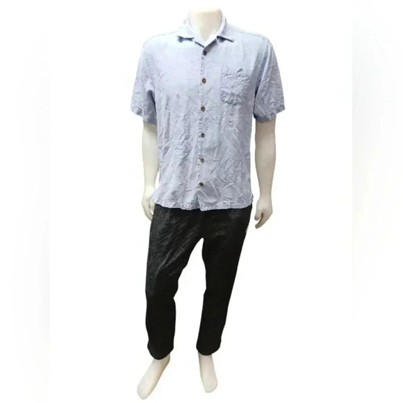 Tommy Bahama EUC 100% Silk S/S Button Down Blue Size  Medium - Picture 2 of 9